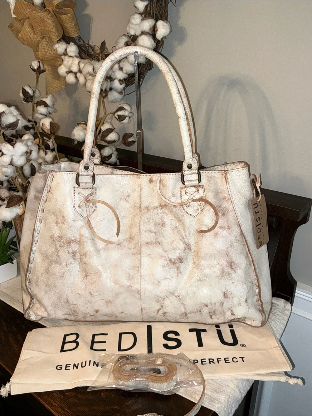 NWT Bed Stu Leather Rockaway Shoulder Crossbody Bag Tote Nectar Lux MSPR $345